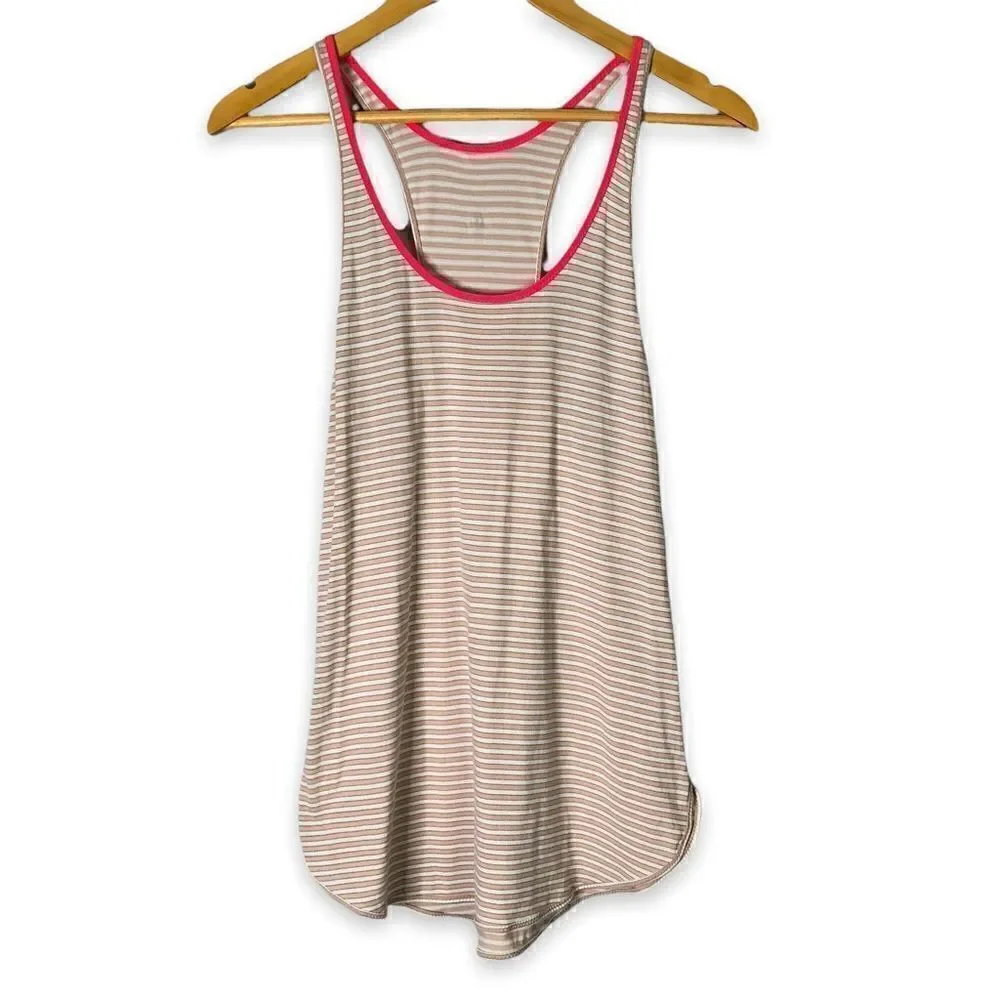 Lululemon What The Sport Singlet Silver Stripe White Naked Tank Top